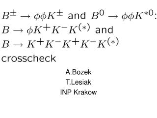 A.Bozek T.Lesiak INP Krakow