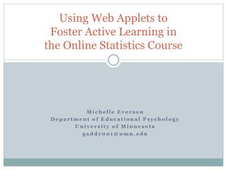 Using Web Applets to Foster Active Learning in the Online Statistics Course