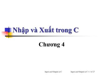 Nhập và Xuất trong C