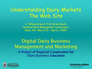 Digital Dairy Business Management and Marketing A Project of Regional Cooperation for Dairy Business Education