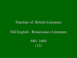 Timeline of British Literature