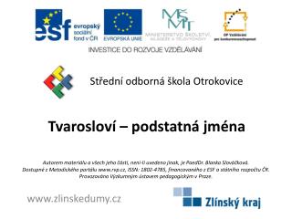 Tvarosloví – podstatná jména