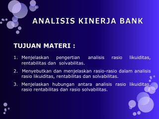 ANALISIS KINERJA BANK