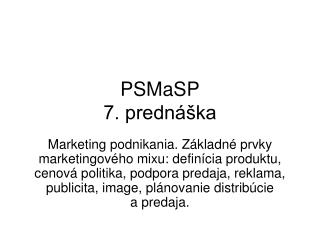 PSMaSP 7. prednáška