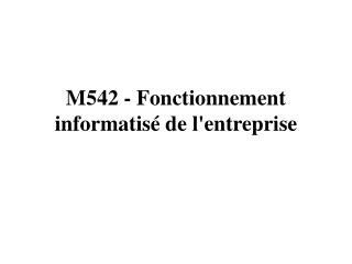 M542 - Fonctionnement informatisé de l'entreprise