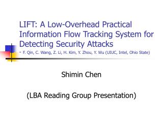 Shimin Chen (LBA Reading Group Presentation)