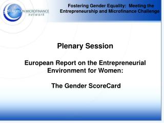 Fostering Gender Equality: Meeting the Entrepreneurship and Microfinance Challenge  