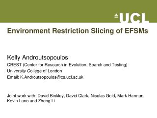 Environment Restriction Slicing of EFSMs