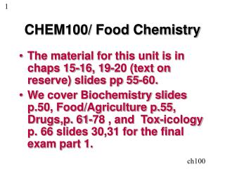 CHEM100/ Food Chemistry