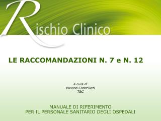 MANUALE DI RIFERIMENTO PER IL PERSONALE SANITARIO DEGLI OSPEDALI