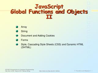 JavaScript Global Functions and Objects II
