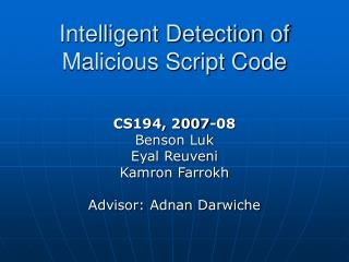 Intelligent Detection of Malicious Script Code