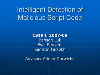 Intelligent Detection of Malicious Script Code