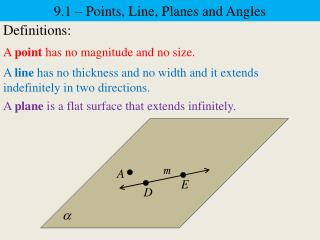9.1 – P oints, Line, Planes and Angles