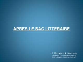 APRES LE BAC LITTERAIRE