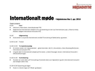 Internationalt møde - Højskolernes Hus 1. apr. 2014