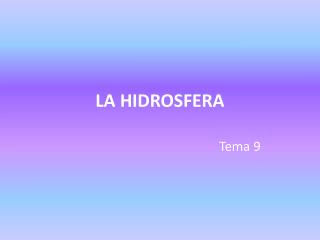 LA HIDROSFERA