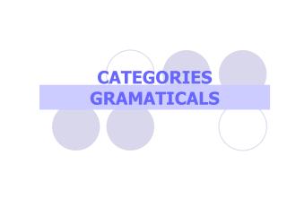 CATEGORIES GRAMATICALS