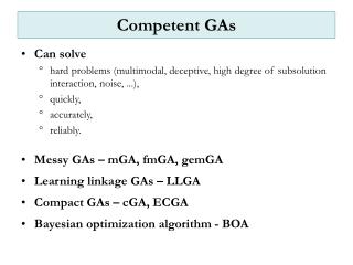 Competent GAs