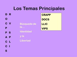 Los Temas Principales