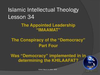 Islamic Intellectual Theology Lesson 34