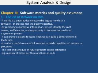 System Analysis &amp; Design