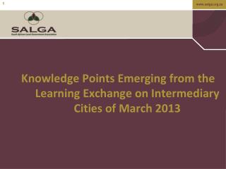 Knowledge Points Emerging from the Learning Exchange on Intermediary Cities of March 2013