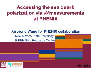 Accessing the sea quark polarization via W measurements at PHENIX