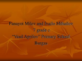 Panayot Milev and Ivailo Mihailov 7 grade c “Vasil Aprilov” Primary School Burgas