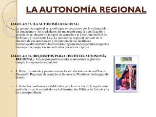 LA AUTONOMÍA REGIONAL