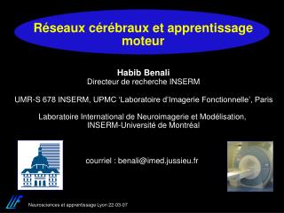 Réseaux cérébraux et apprentissage moteur