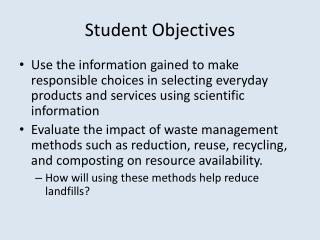 Student Objectives