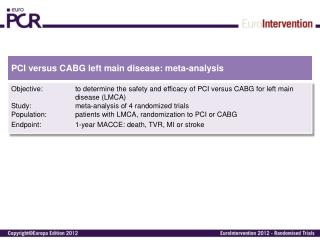 PCI versus CABG left main disease : meta-analysis