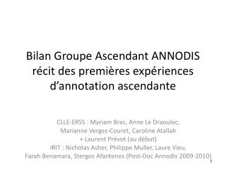 Bilan Groupe Ascendant ANNODIS récit des premières expériences d’annotation ascendante