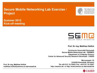 Secure Mobile Networking Lab Exercise / Project