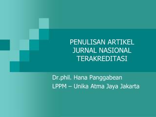 PENULISAN ARTIKEL JURNAL NASIONAL TERAKREDITASI