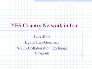 YES Country Network in Iran