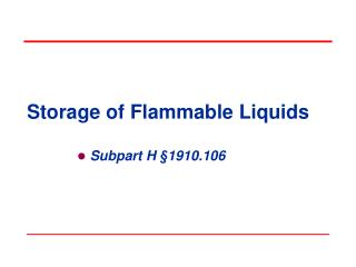 Storage of Flammable Liquids