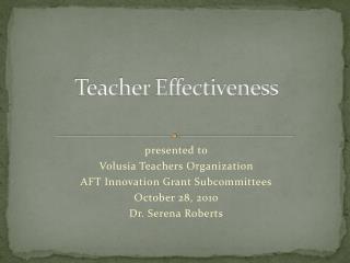 Teacher Effectiveness