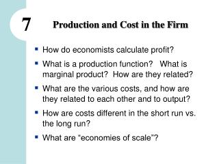 PPT - Production and Cost in the Firm PowerPoint Presentation, free ...