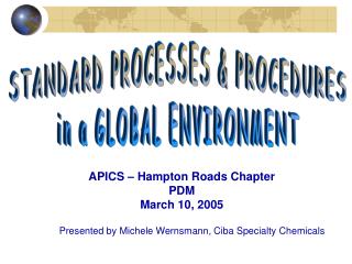 STANDARD PROCESSES &amp; PROCEDURES in a GLOBAL ENVIRONMENT
