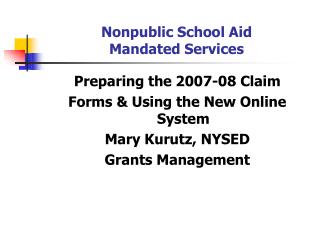 Nonpublic School Aid Mandated Services