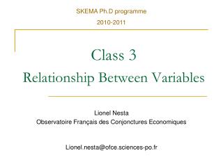 Class 3 Relationship Between Variables