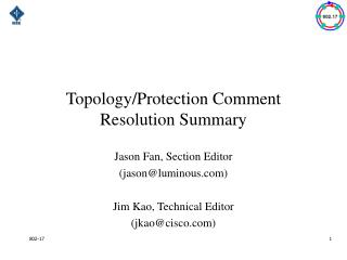 Topology/Protection Comment Resolution Summary