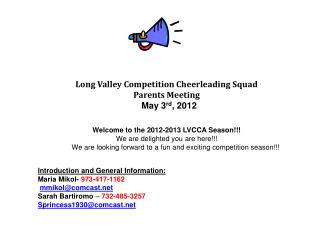 Long Valley Competition Cheerleading Squad Parents Meeting
