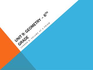 Unit 9: Geometry – 6 th Grade