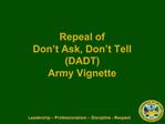 Repeal of Don t Ask, Don t Tell DADT Army Vignette