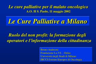Le Cure Palliative a Milano