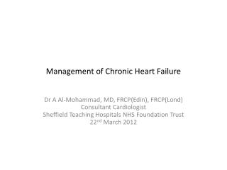 Management of Chronic Heart Failure