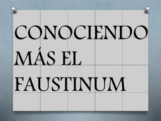 CONOCIENDO MÁS EL FAUSTINUM